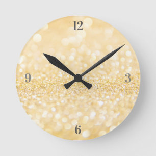 Golden Sandy Glitter Runde Wanduhr