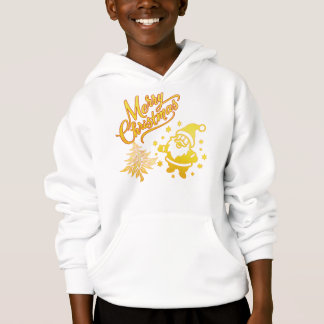 Golden Santa & Tree Christmas Design Hoodie