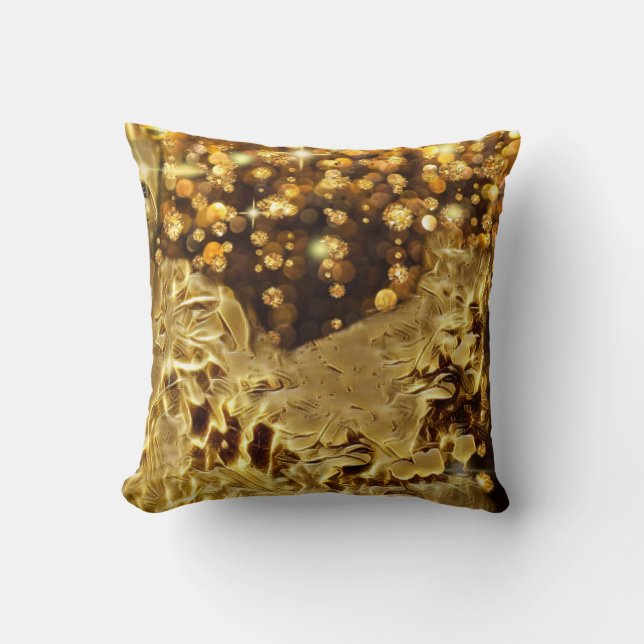 Golden Satin Sequin Sparkle Kissen (Vorderseite)