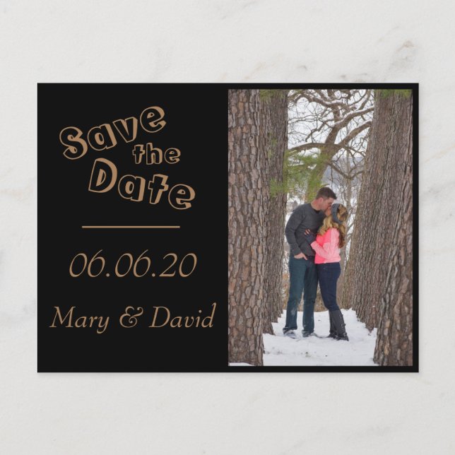Golden Save the Date Postkarte (Vorderseite)