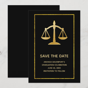 Golden Scales of Justice Theme Abschluss Save The Date