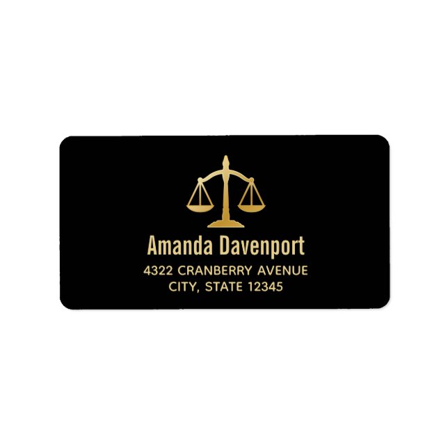 Golden Scales of Justice Theme Design Adressaufkleber (Vorne)