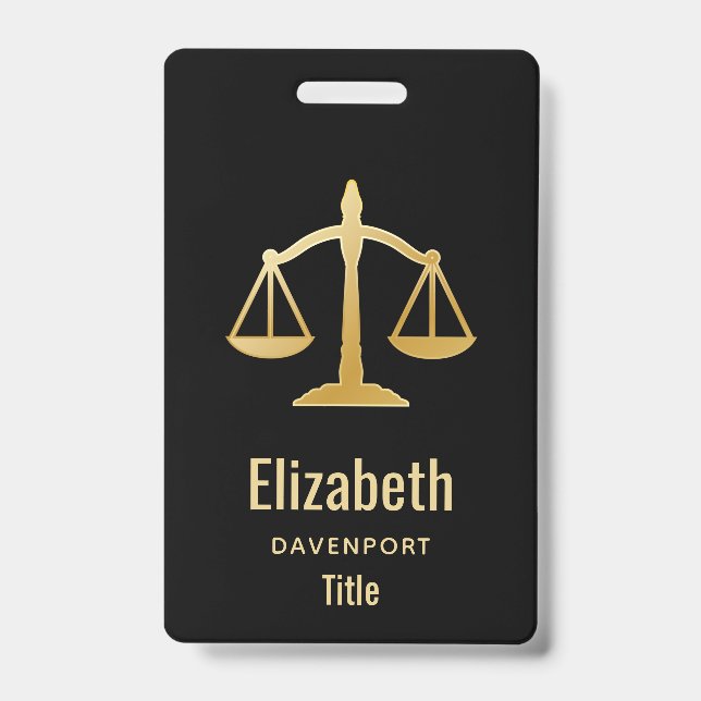Golden Scales of Justice Theme Design Ausweis (Vorderseite)