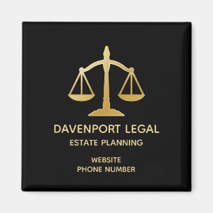 Golden Scales of Justice Theme Design Business Magnet