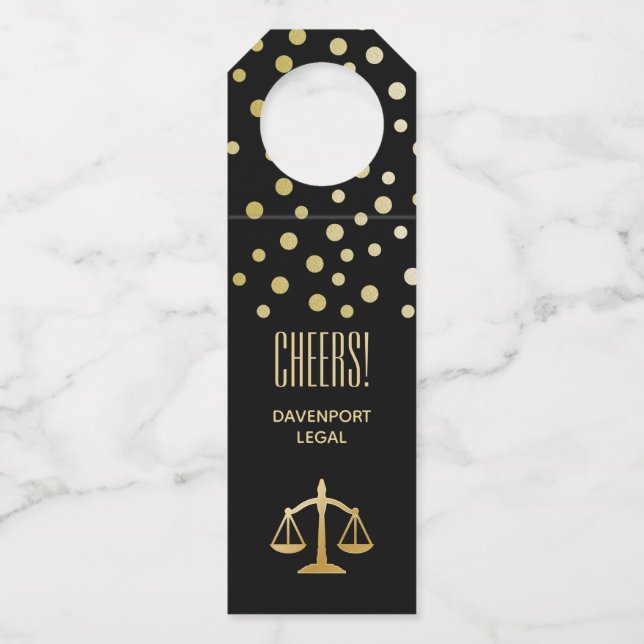 Golden Scales of Justice Theme Design Flaschenanhänger (Vorderseite)