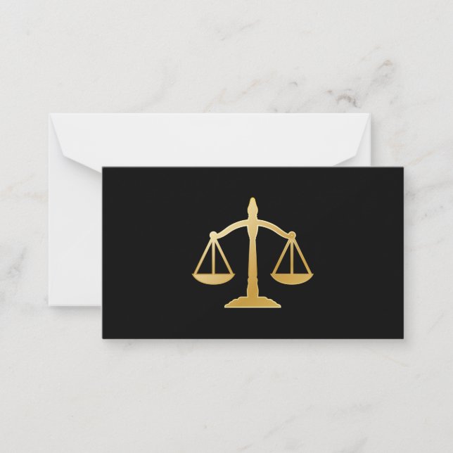 Golden Scales of Justice Theme Design Mitteilungskarte (Vorderseite)