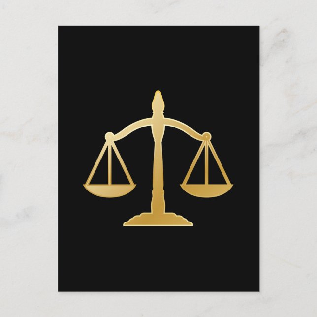 Golden Scales of Justice Theme Design Postkarte (Vorderseite)