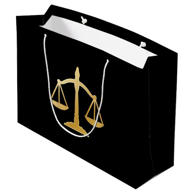 Golden Scales of Justice Theme Große Geschenktüte (Rückseite Schrägansicht)