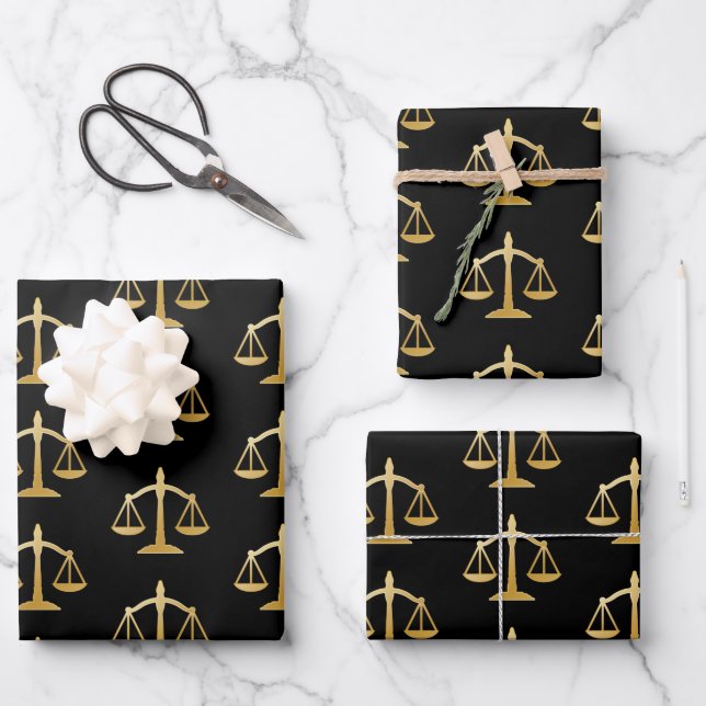 Golden Scales of Justice Theme Pattern Geschenkpapier Set (Vorderseite)
