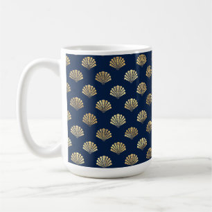 Golden Scallop auf Blue Kaffeetasse