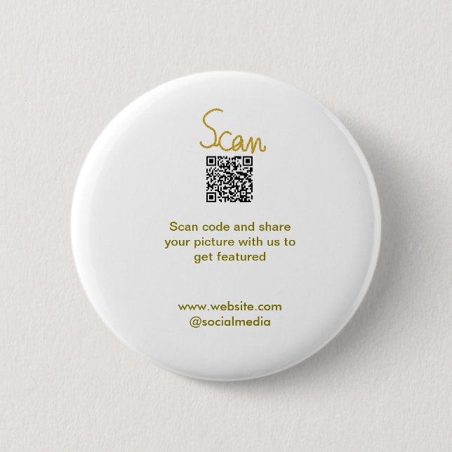 Golden Scan QR Glitzer einfach elegant Button (Vorderseite)