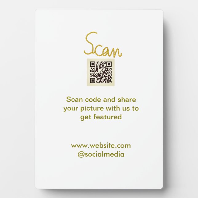 Golden Scan QR Glitzer einfach elegant Fotoplatte (Vorderseite)