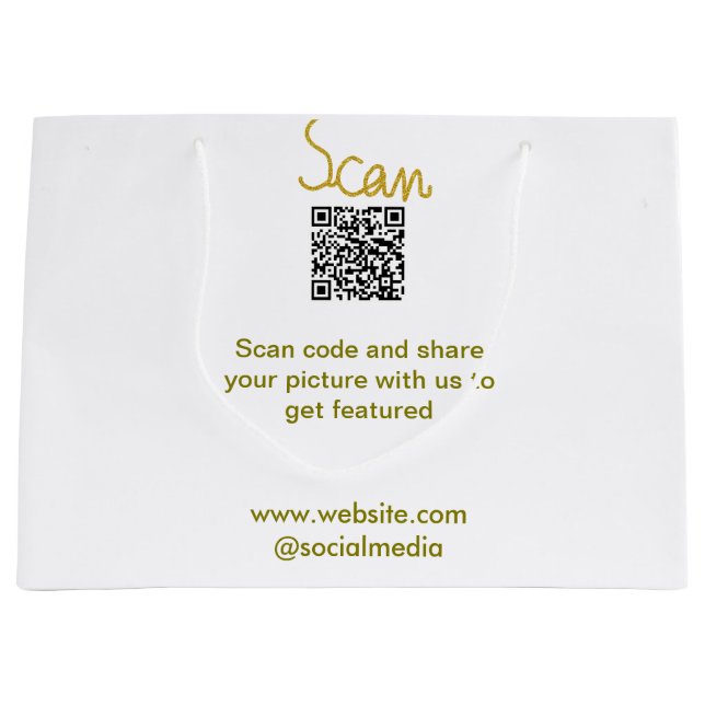 Golden Scan QR Glitzer einfach elegant Große Geschenktüte (Vorderseite)