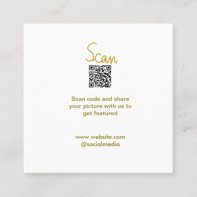 Golden Scan QR Glitzer einfach elegant Quadratische Visitenkarte (Vorderseite)