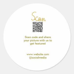 Golden Scan QR Glitzer einfach elegant Runder Aufkleber