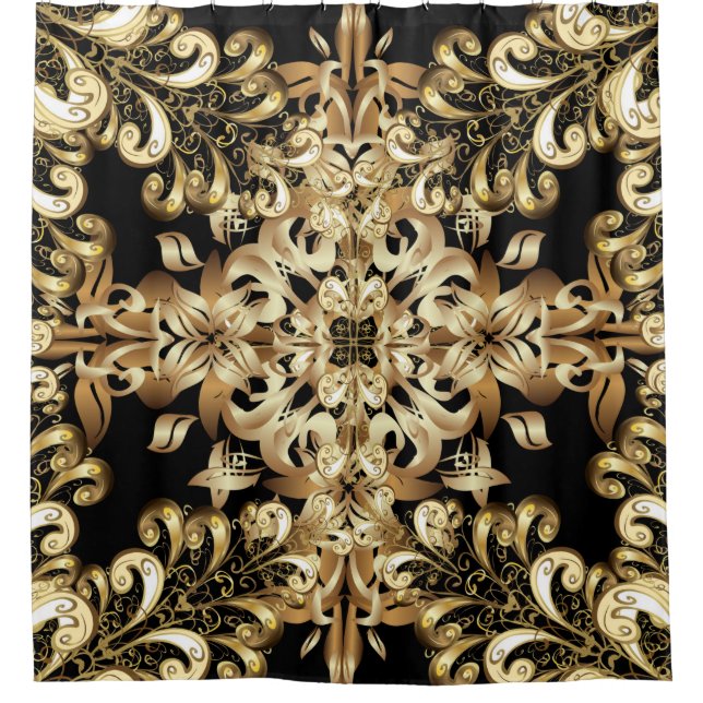 Golden Schneeflocke einfache, nahtlose Muster. Vin Duschvorhang (Vorderseite)