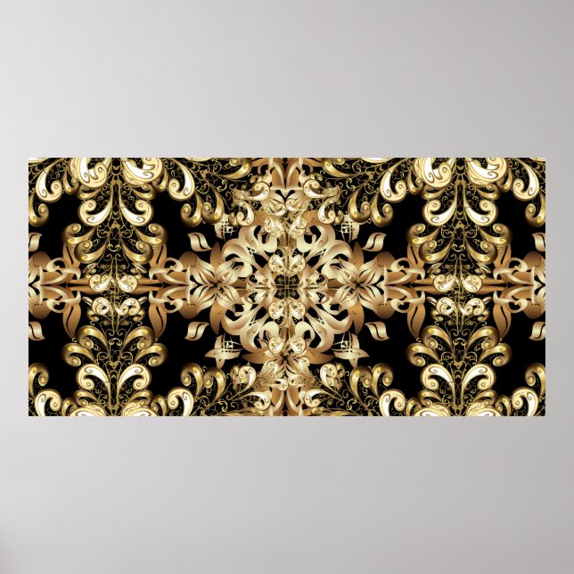 Golden Schneeflocke einfache, nahtlose Muster. Vin Poster (Vorne)