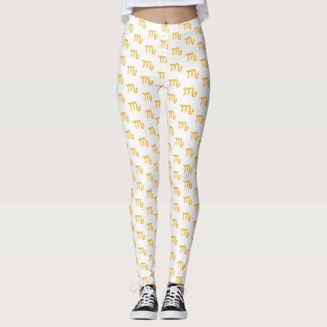 Golden Scorpio Astrologie Symbol Custom Leggings (Vorderseite)