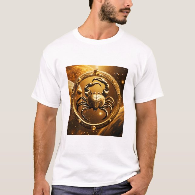 "Golden Scorpio Cosmos: Planetales T-Shirt" T-Shirt (Vorderseite)