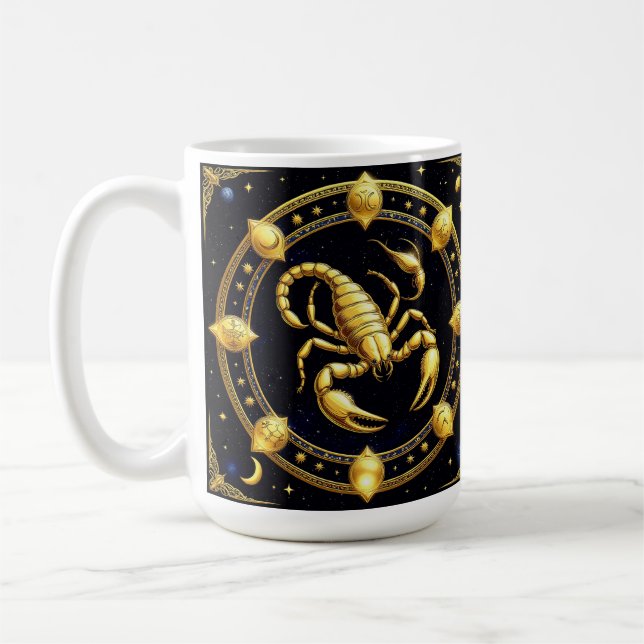 Golden Scorpion Zodiac Design mit Ornamenten Kaffeetasse (Links)