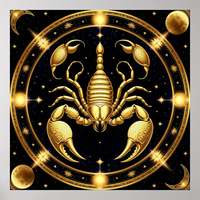 Golden Scorpion Zodiac Design Poster (Vorne)