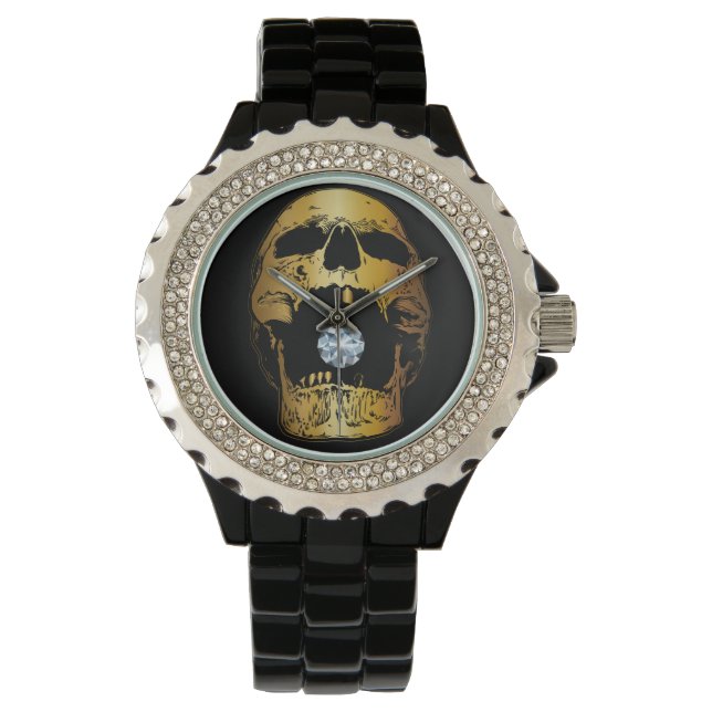 Golden Screening Skull Diamond Gold Skull Armbanduhr (Vorderseite)