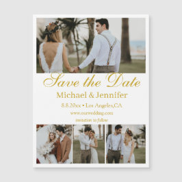 Golden Script 4 Foto Collage speichern den Datums- Magnetkarte