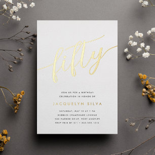 Golden Script 50. Geburtstagsfeier Folieneinladung