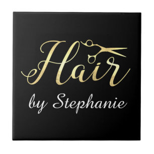 Golden Script Schere Friseursalon Fliese