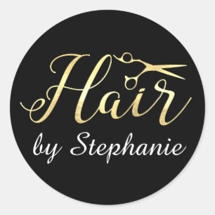 Golden Script Schere Friseursalon Runder Aufkleber