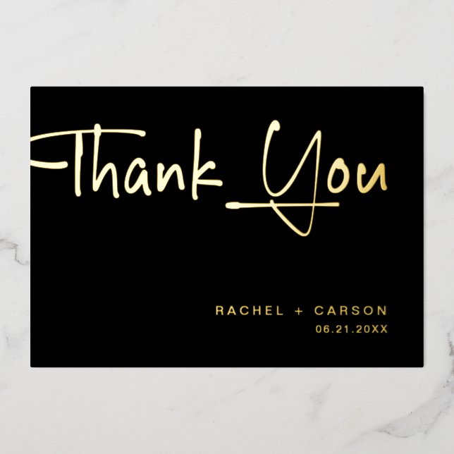 Golden Script Wedding Thank You Real Foil Cards Folieneinladung (Vorderseite)