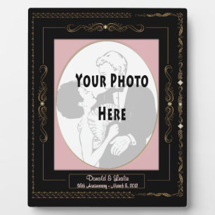Golden Scrolls on Black mit Pink Mat - Personalisi Fotoplatte