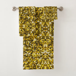 Golden Sequins Pattern Badhandtuch Set