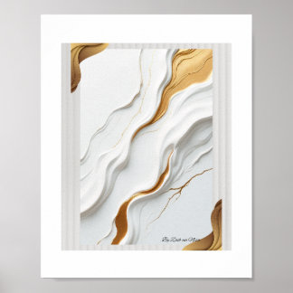 Golden Serenity – Abstract Gold and White Wall Art Poster