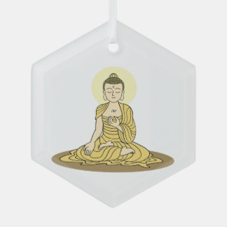 Golden Serenity Buddha Ornament Aus Glas