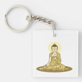Golden Serenity Buddha Schlüsselanhänger