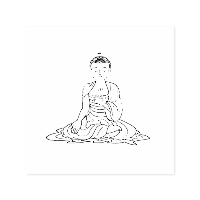 Golden Serenity Buddha Selbsthingende Briefmarke Permastempel (Design)