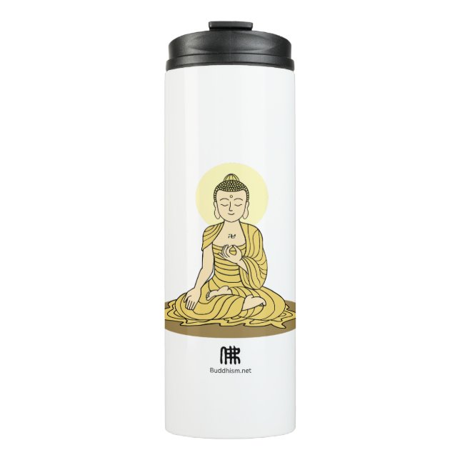 Golden Serenity Buddha Tumbler Thermosbecher (Vorderseite)