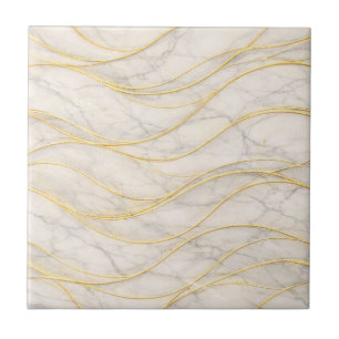 Golden Serenity Marmor Wellen – Luxuriös Nahtlos Fliese