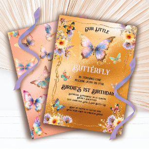 Golden Shimmer Butterfly zum Geburtstag Einladung