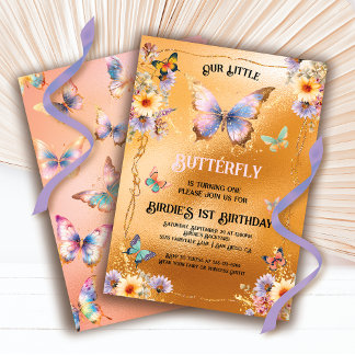 Golden Shimmer Butterfly zum Geburtstag Einladung