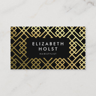 Golden Shine Black Geometric Muster Business Card Visitenkarte