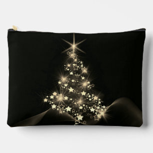Golden Shine of Stars on Christmas Tree Dark Zubehörtasche
