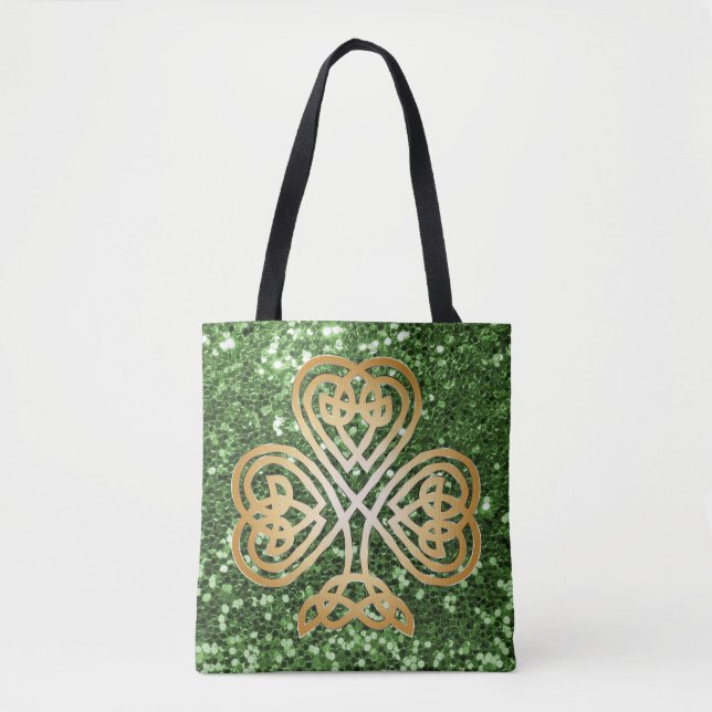 Golden Shinting Celtic Kleeblatt Green Imitats Gli (Vorderseite)
