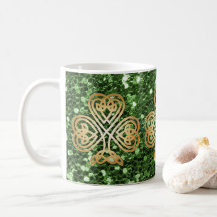 Golden Shinting Celtic Kleeblatt Green Imitats Gli Tasse