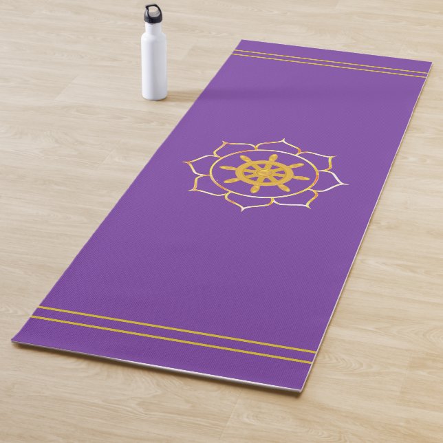 Golden Ship Wheel in Lotus auf Violet Yogamatte (Beispiel)