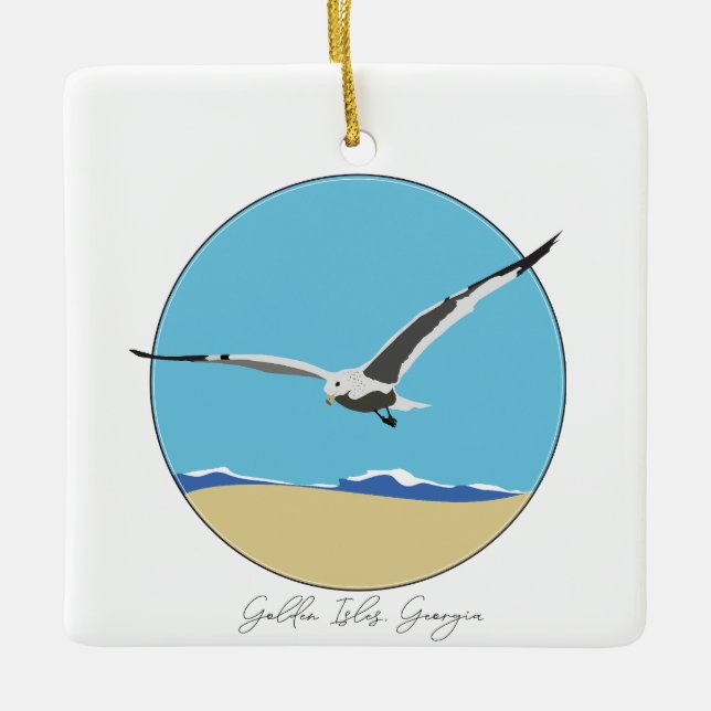 Golden Shows, Georgia Sea Gull über Beach Keramikornament (Vorderseite)