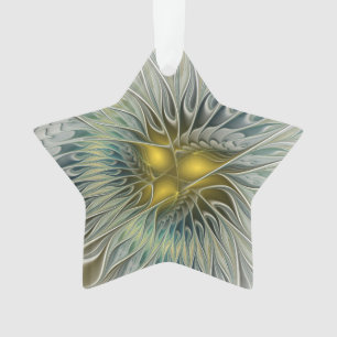 Golden Silver Blume Fantasy Abstrakt Fraktal Star Ornament