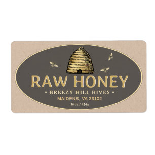 Golden Skep Honeybees Rohe Honey Label Kraft Brown