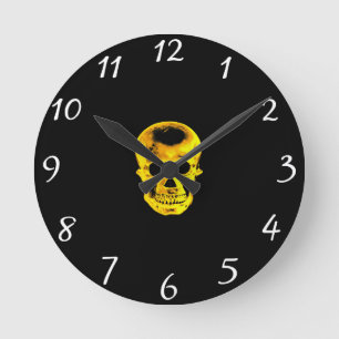 Golden Skull Clock Runde Wanduhr